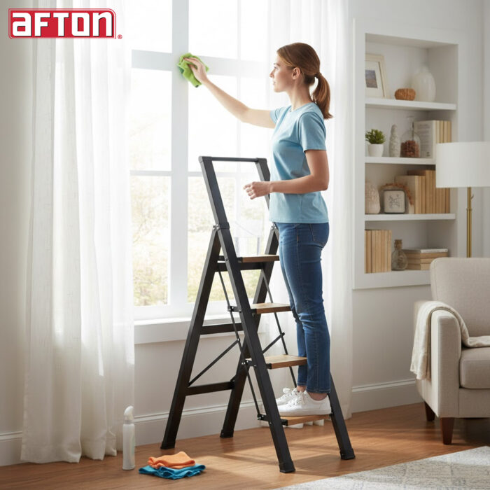 Afton Wooden Step Folding Ladder - Image 2